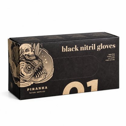 PIRANHA Soft Nitrile – Guantes de Nitrilo Negros (100 uds.)