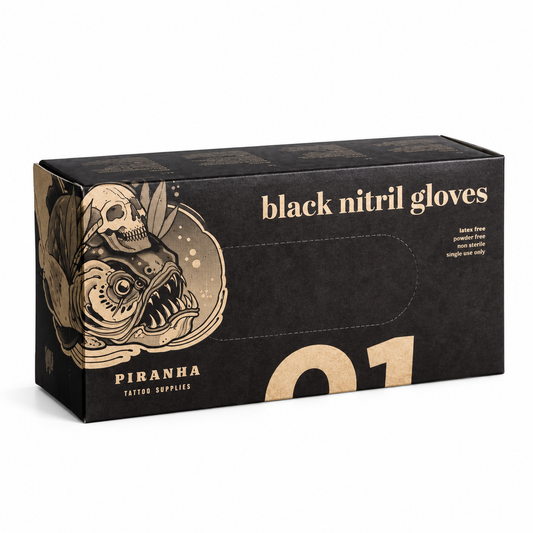 PIRANHA Soft Nitrile – Guantes de Nitrilo Negros (100 uds.)